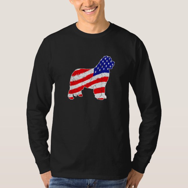 American Flag Newfoundland Patriotic Dog Dad Dog M T Shirt (Framsida)