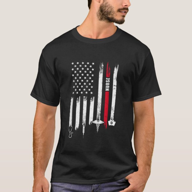 American Flag Nurse Day T Shirt (Framsida)