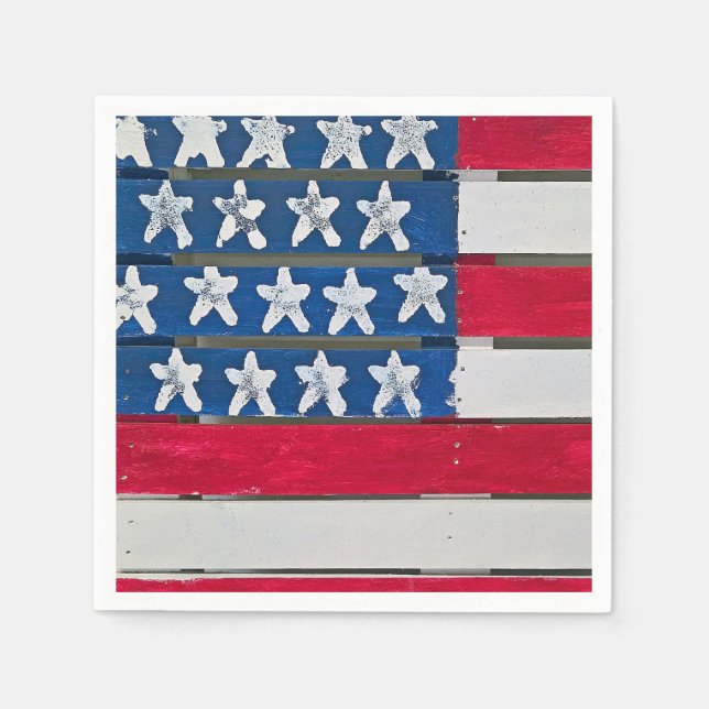 American Flag Painted On Wooden Pallet Pappersservett (Framsidan)
