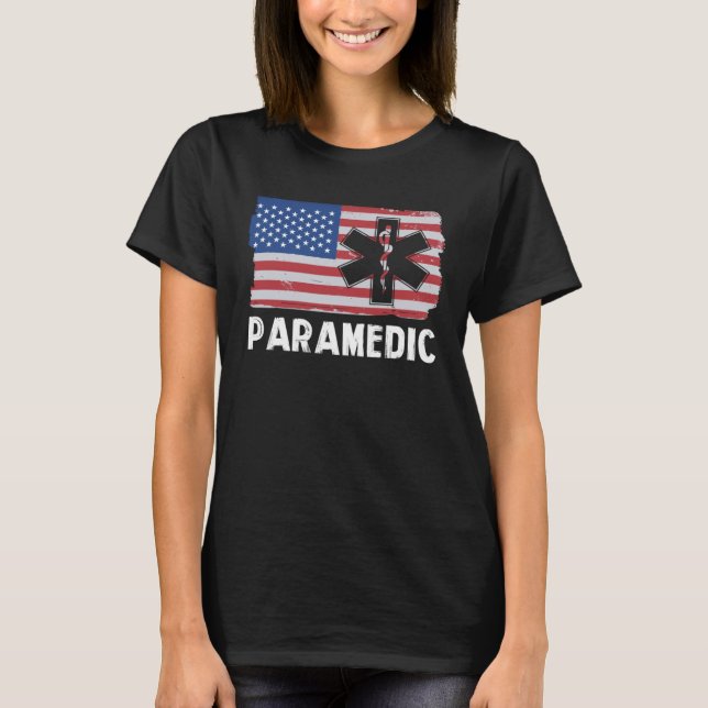 American Flag Paramedic T Shirt (Framsida)
