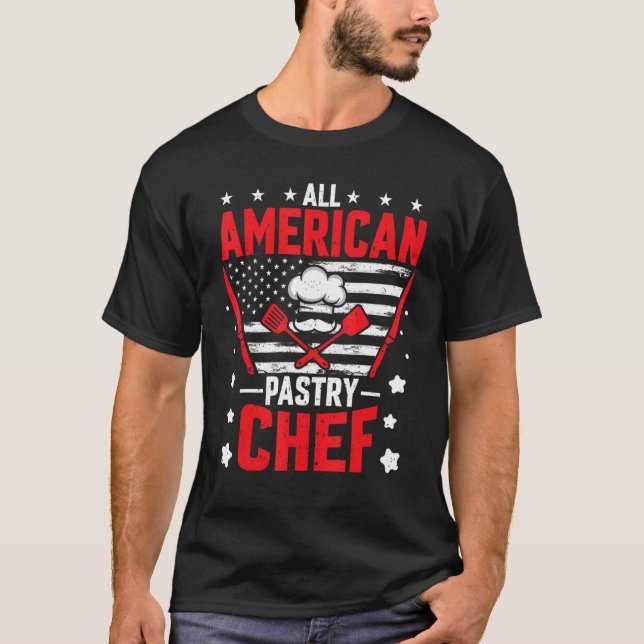 American Flag Pastry Chef Baker  All American Past T Shirt (Framsida)