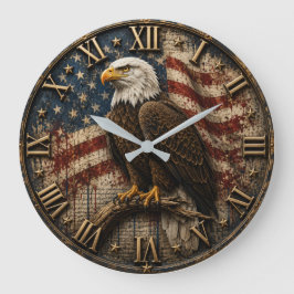 American Flag Patriotic Bald Eagle Stor Klocka