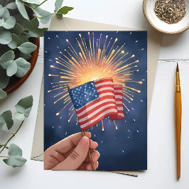 American Flag Patriotic Fourth of July Julkort