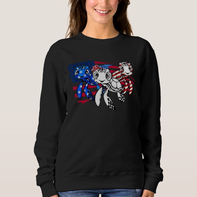 American Flag Patriotic Turtle  USA Flag 4th Of Ju T Shirt (Framsida)