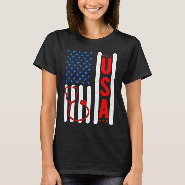 American Flag Patriotic USA Nurse Life RN LPN CNA  T Shirt (Framsida)