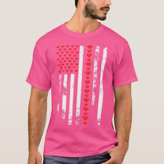 American Flag Patriotic Valentine'S Day Heart T Shirt