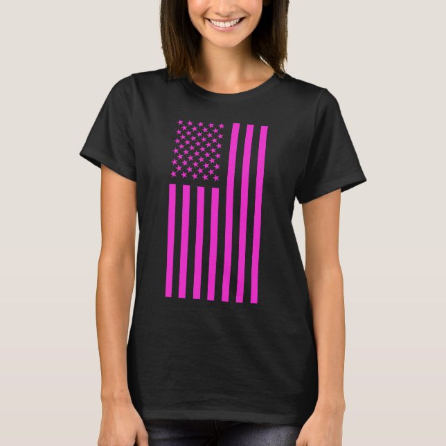 American Flag Pink  T Shirt (Framsida)