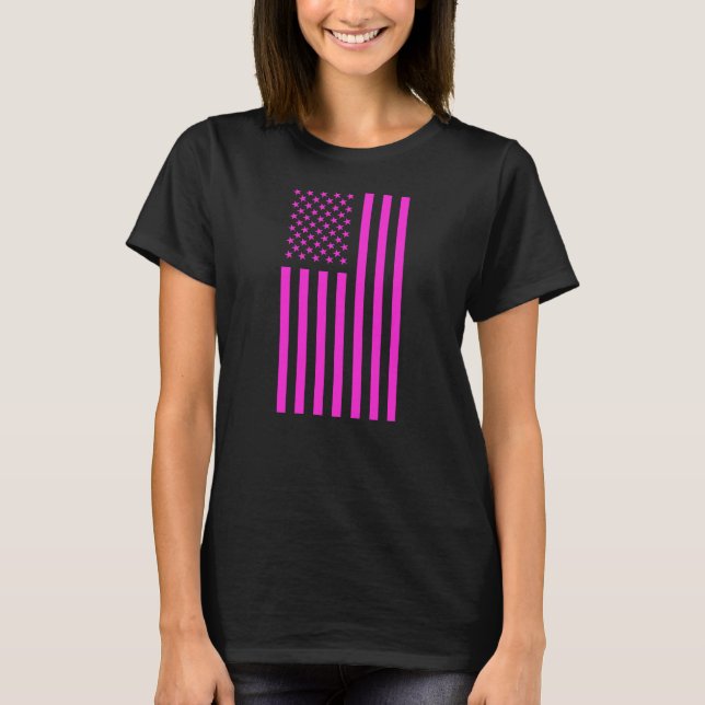 American Flag Pink  T Shirt (Framsida)