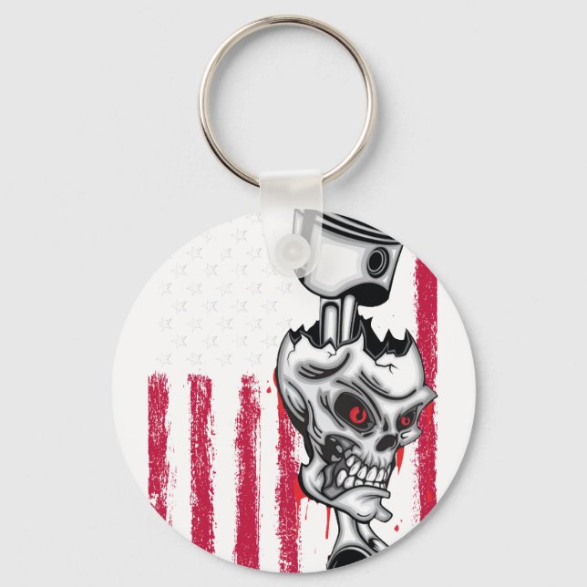 American Flag Piston Muscle Car 5 Nyckelring (Framsida)