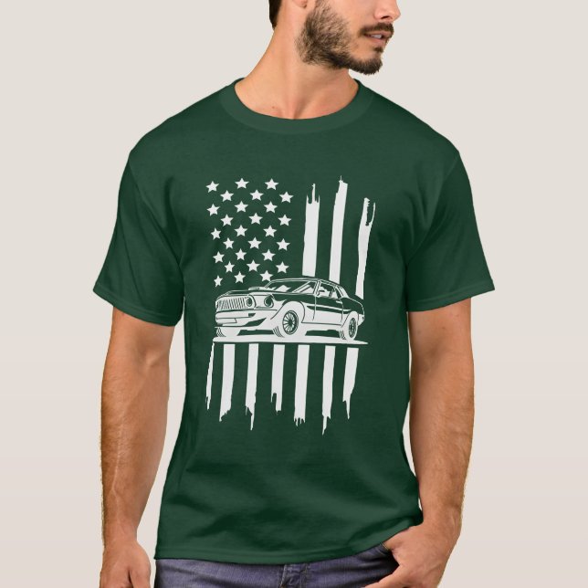 American Flag Piston Svg Muscle Car Svg funny T Shirt (Framsida)