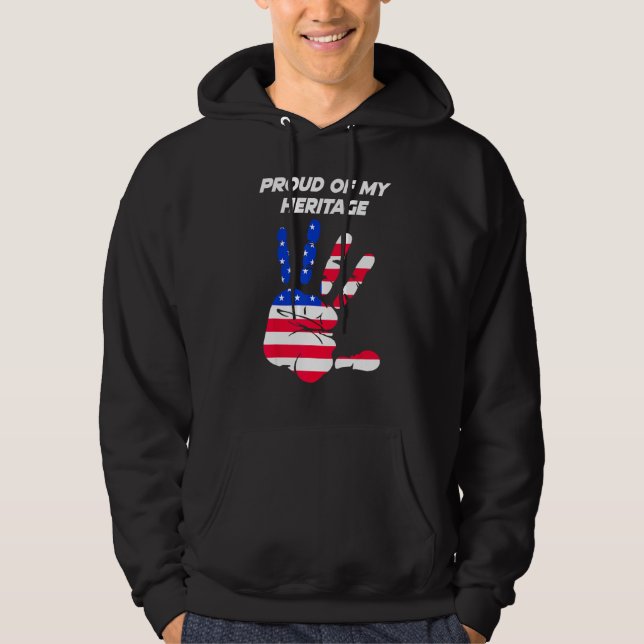 American Flag Printed Palm USA Hoodie (Framsida)