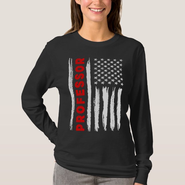 American Flag Professor US USA Flag T Shirt (Framsida)