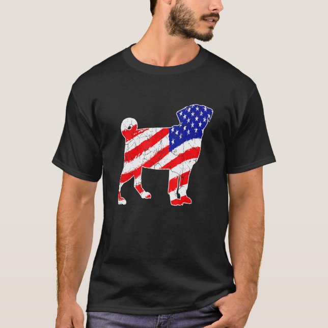American Flag Pug Patriotic Dog Dad Dog Mom T Shirt (Framsida)