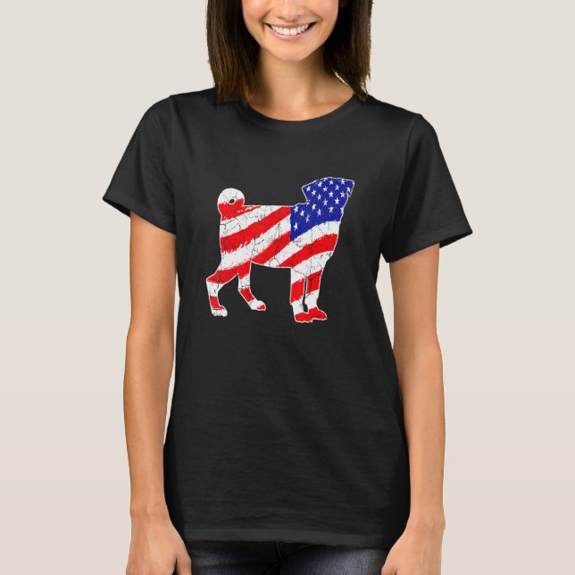 American Flag Pug Patriotic Dog Dad Dog Mom T Shirt (Framsida)