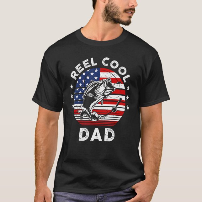 American Flag Reel Cool Dad Papa Pop Pop Grandpa F T Shirt (Framsida)