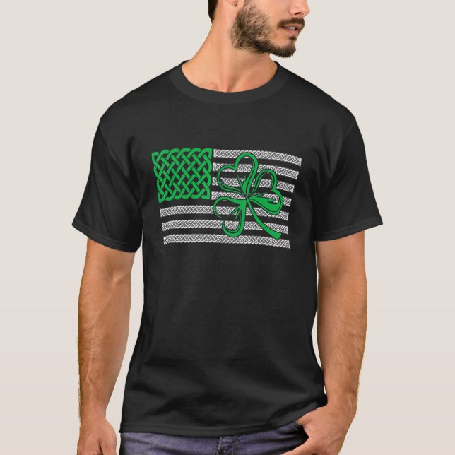 American Flag Shamrock Clovers St Patricks Day Men T Shirt (Framsida)
