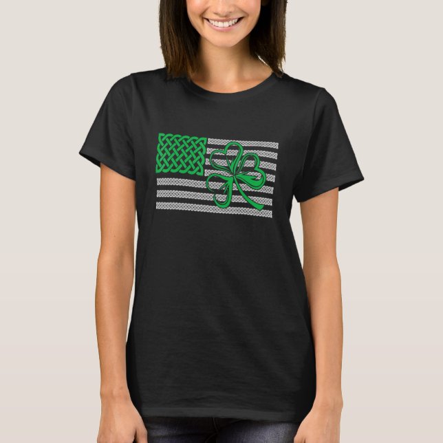 American Flag Shamrock Clovers St Patricks Day Men T Shirt (Framsida)