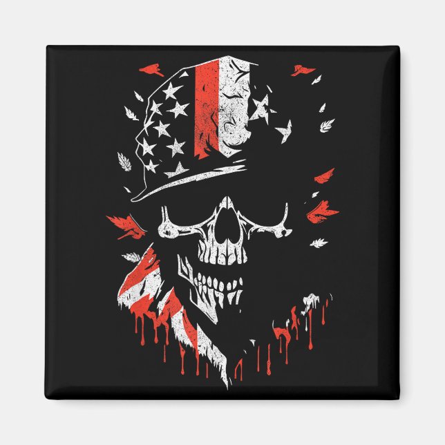 American Flag Skull Soldier Patriotic Military Gra Magnet (Framsidan)