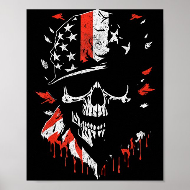 American Flag Skull Soldier Patriotic Military Gra Poster (Framsidan)
