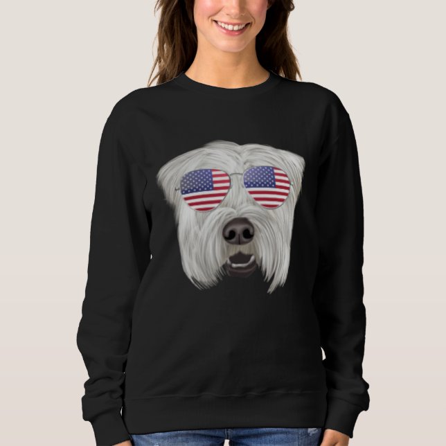 American Flag Soft Coated Wheaten Terrier Dog Amer T Shirt (Framsida)