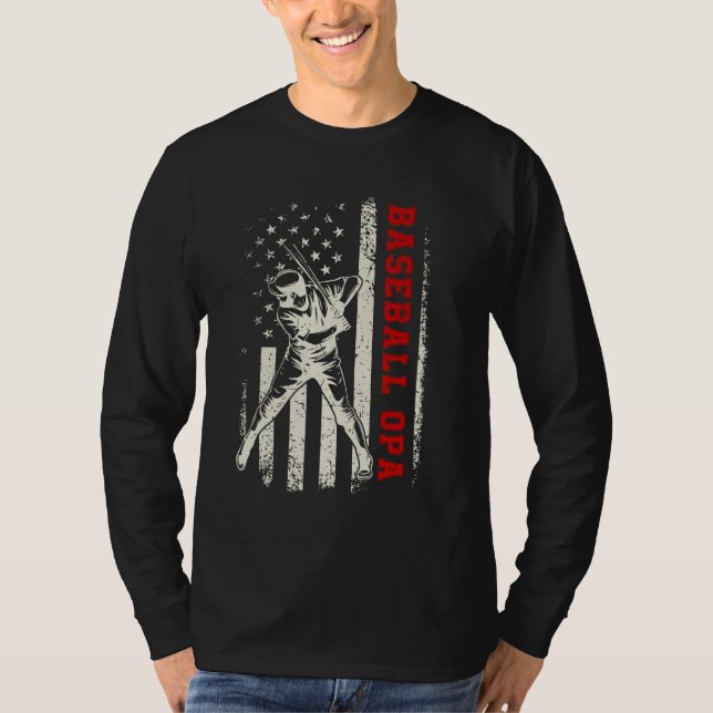 American Flag Softball Baseball Opa Funny Father's T Shirt (Framsida)