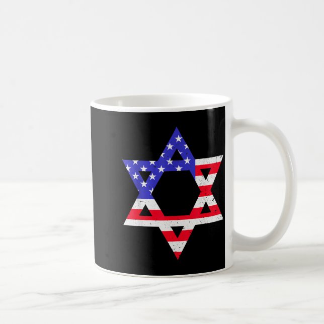 American Flag Star Of David Jewish Hanukkah T Shir Kaffemugg (Höger)