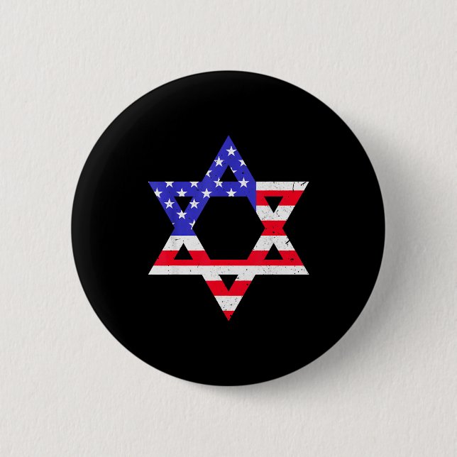 American Flag Star Of David Jewish Hanukkah T Shir Knapp (Framsida)