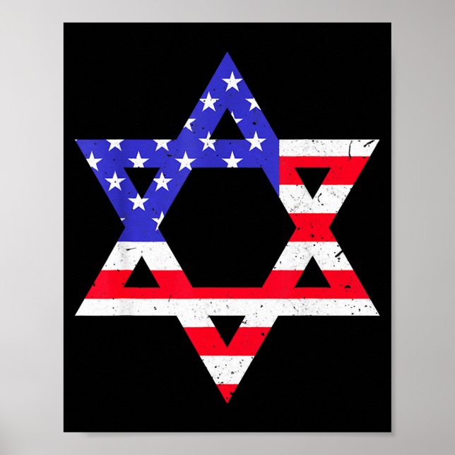 American Flag Star Of David Jewish Hanukkah T Shir Poster (Framsidan)