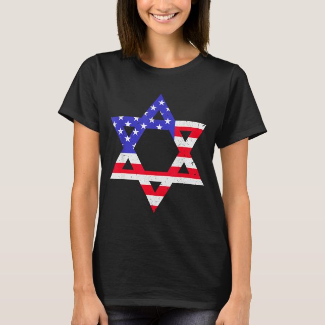 American Flag Star Of David Jewish Hanukkah T Shir T Shirt (Framsida)