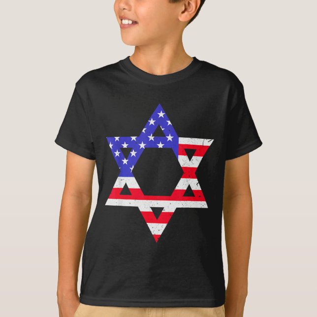 American Flag Star Of David Jewish Hanukkah T Shir T Shirt (Framsida)