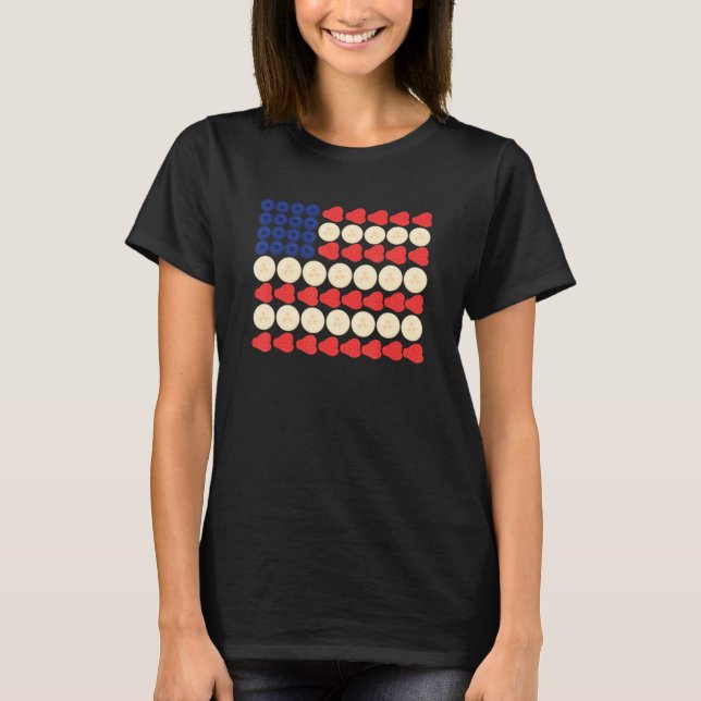 American Flag Strawberry Blueberry Banana 4th Of J T Shirt (Framsida)