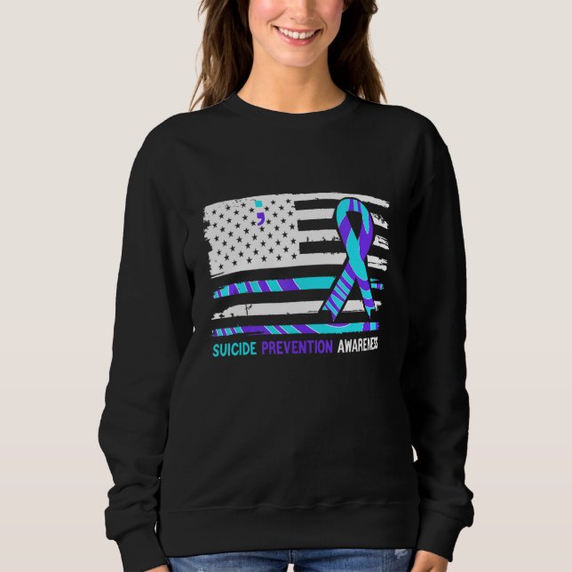 American Flag Suicide Awareness Suicide Prevention T Shirt (Framsida)
