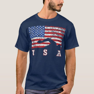 American Flag Swimming USA Gift, Swim Team  T Shirt