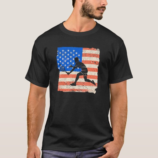 American Flag Tennis Player Funny US Sports Lover  T Shirt (Framsida)