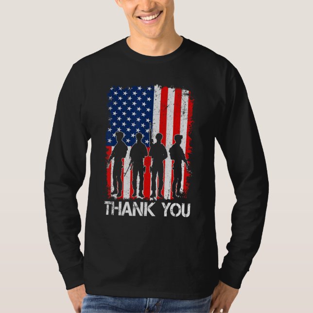 American Flag Thank You Veterans Proud Veteran T Shirt (Framsida)