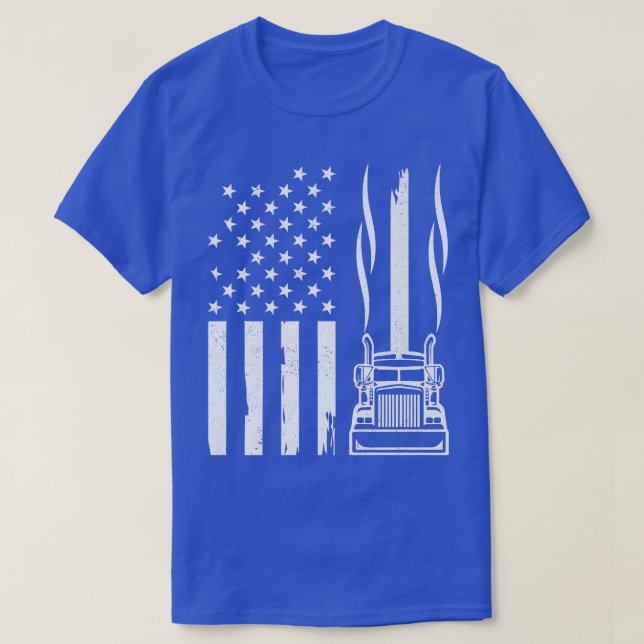 American Flag Truck Driver 18 Wheeler Trucking Tru T Shirt (Design framsida)