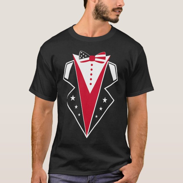 American Flag Tuxedo Fourth 4th of July American F T Shirt (Framsida)