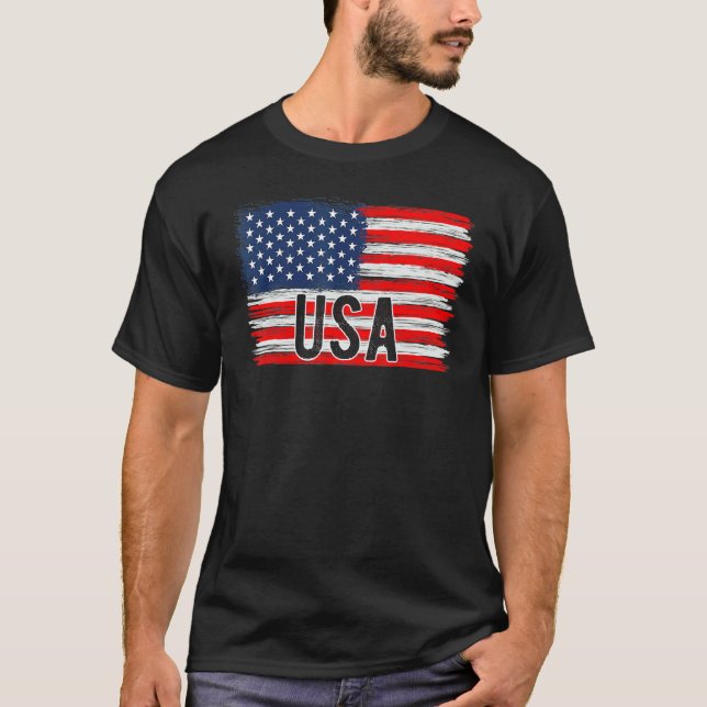 American Flag Usa 4th Of July Independence Day Pat T Shirt (Framsida)