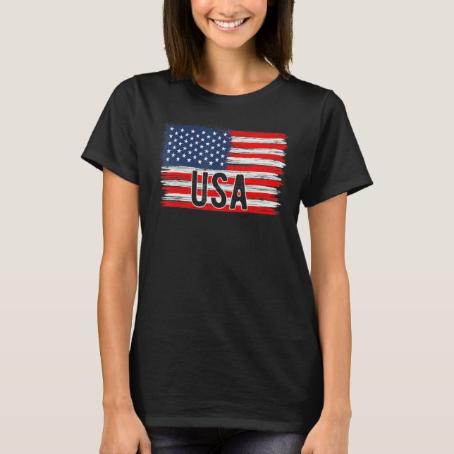 American Flag Usa 4th Of July Independence Day Pat T Shirt (Framsida)