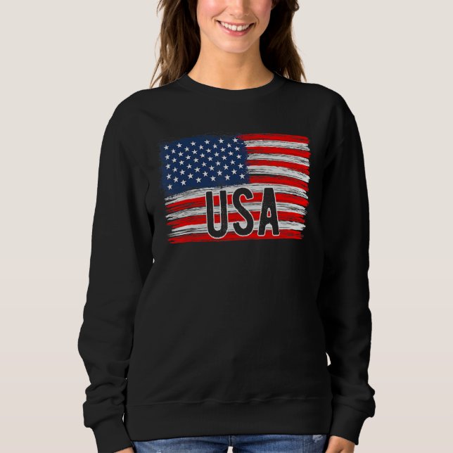 American Flag USA 4th of July Independence Day Pat T Shirt (Framsida)