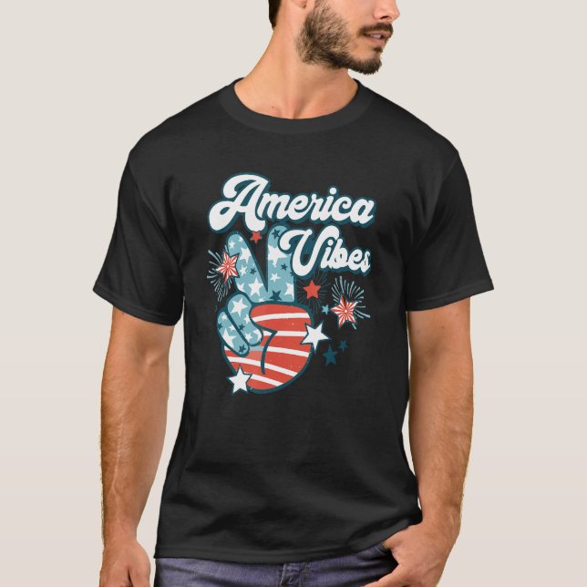 American Flag USA 4th of July Independence Day Pat T Shirt (Framsida)