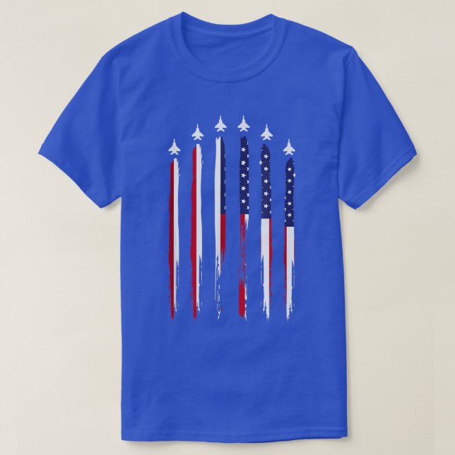 American Flag USA Airplane Jet Fighter 4th of July T Shirt (Design framsida)