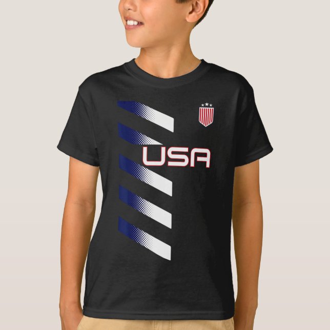 American Flag Usa Soccer Stars And Stripes Patch  T Shirt (Framsida)