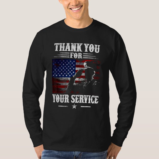 American Flag Veteran Day  Thank You Veterans  Vin T Shirt (Framsida)