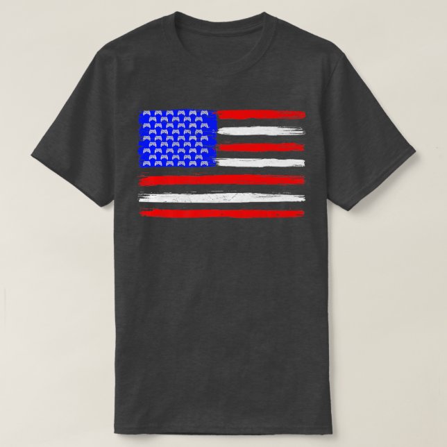 American Flag Video Game Patriotic 4th Of July Chr T Shirt (Design framsida)
