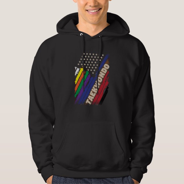 American Flag White Black Belt Colors Hoodie (Framsida)