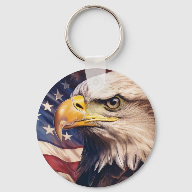 American Flag with Bald Eagle Head Nyckelring (Framsida)