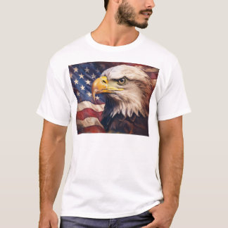 American Flag with Bald Eagle Head T Shirt