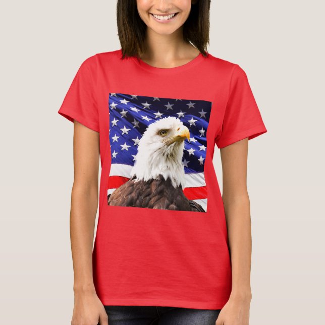 American Flag with Bald Eagle T Shirt (Framsida)