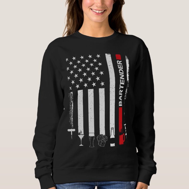 American Flag With Bartender  For Women Men T Shirt (Framsida)